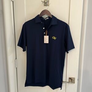 Navy Peter Millar polo with Georgia Tech emblem